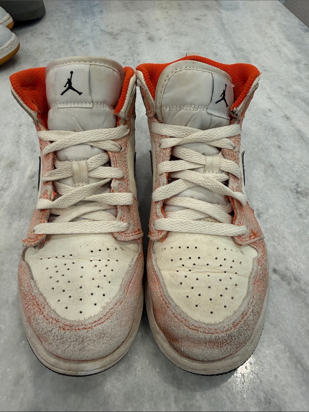 Nike Kids' High-Top Sneakers in White and Orange